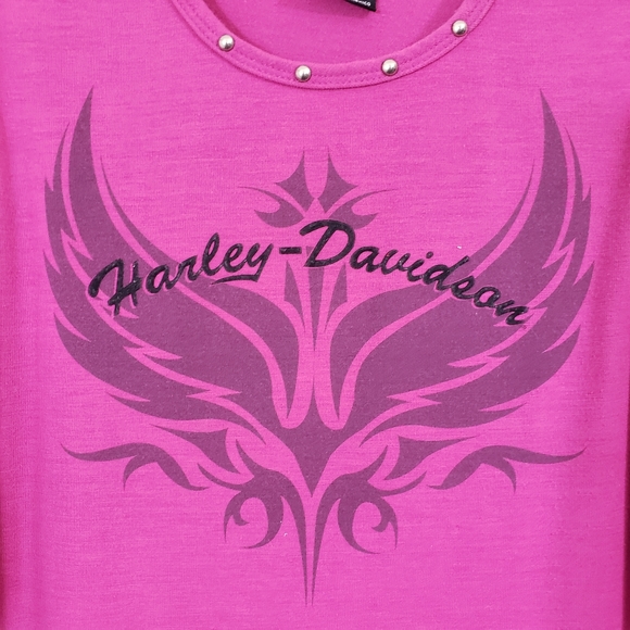 Harley Davidson embroidered front ombre with silver tone metal detail tank top L - Picture 2 of 10